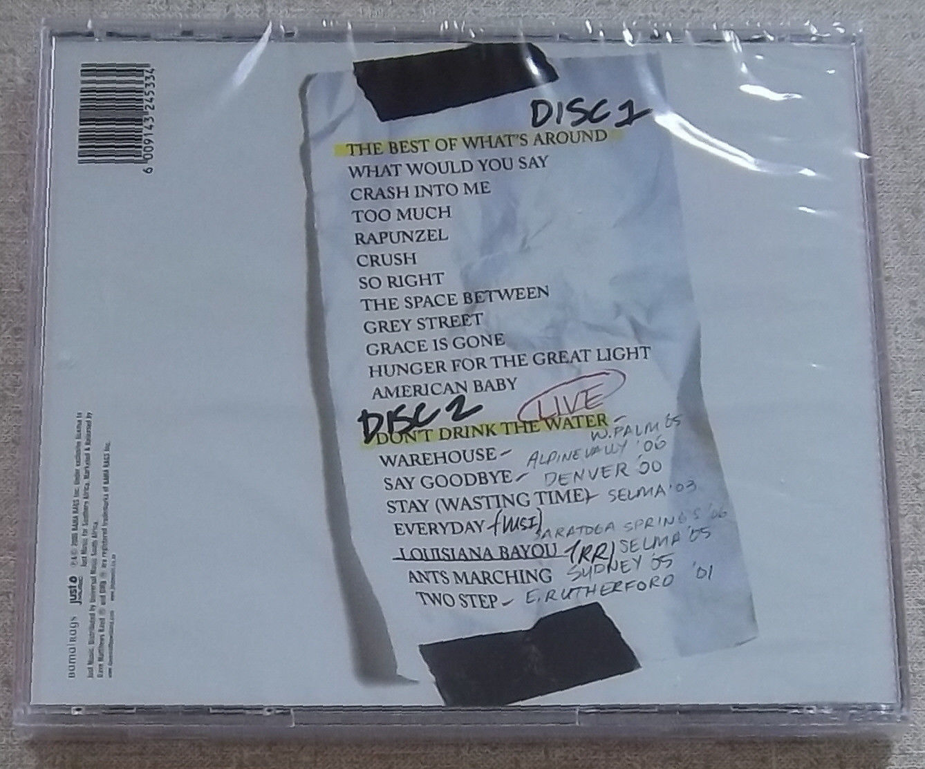 DAVE MATTHEWS BAND Best Of What's Around Vol.1 2xCD Cat# CDJUST 153 - Image 2