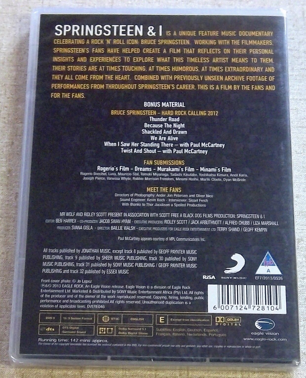 BRUCE SPRINGSTEEN Springsteen & I DVD SOUTH AFRICA Cat# DVERE046 - Image 2