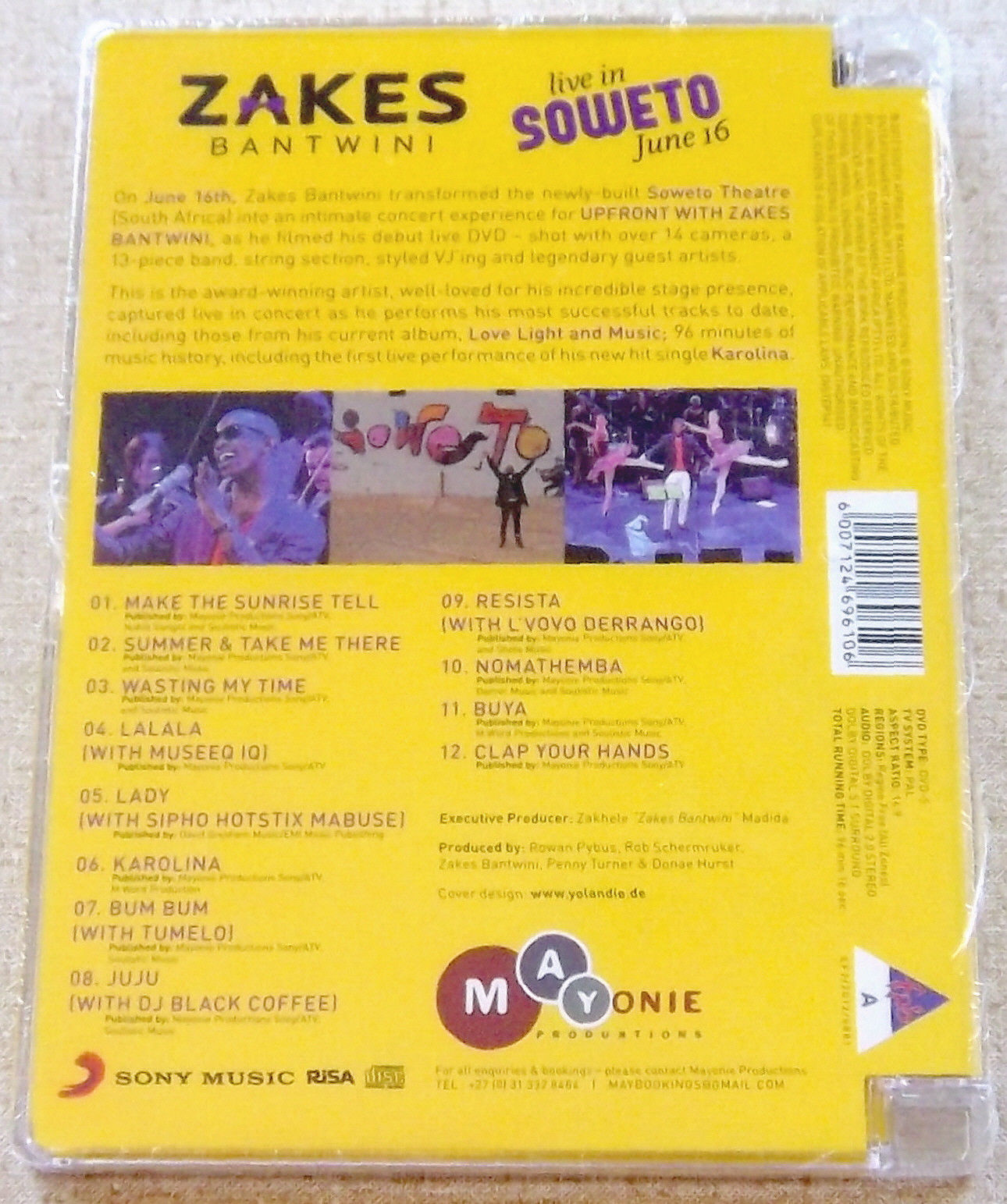 ZAKES BANTWINI Upfront : Live in Soweto DVD SOUTH AFRICA Cat# DVSTEP141 REGION 0 - Image 2