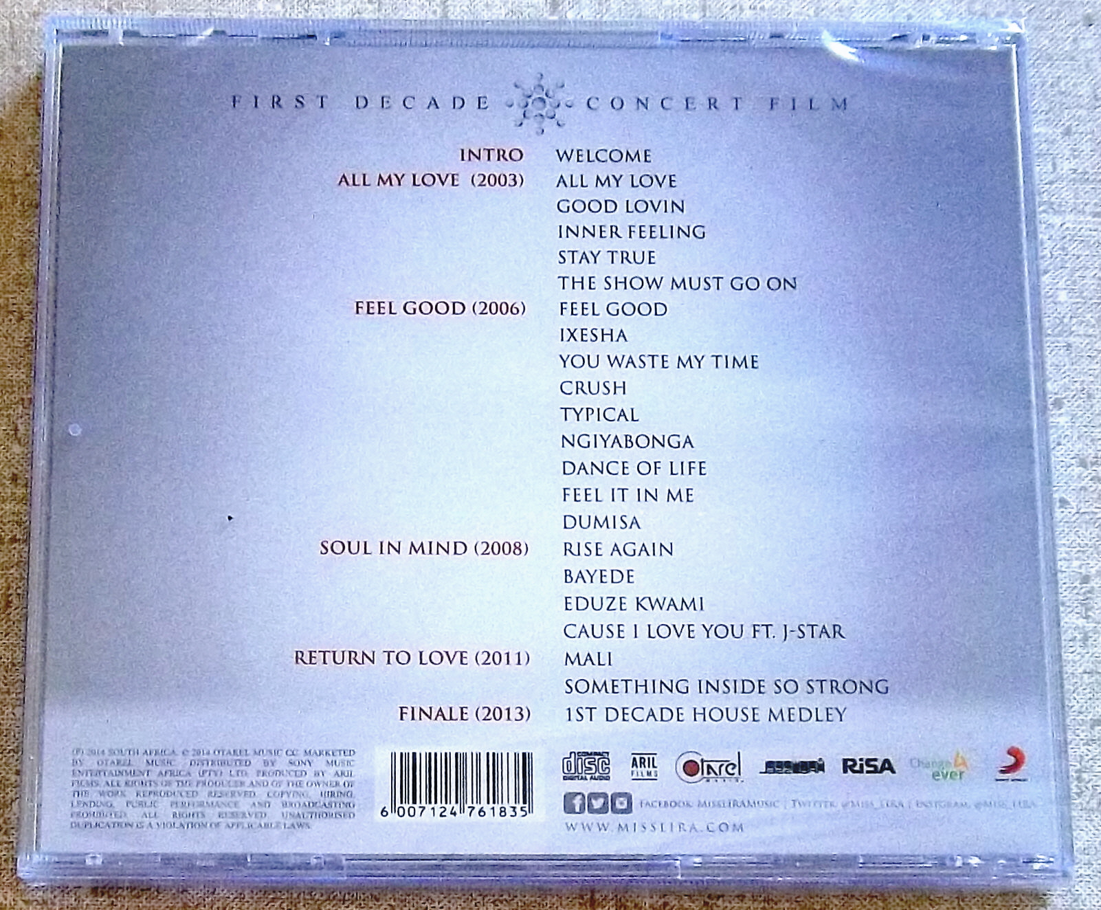 LIRA 1st Decade CD SOUTH AFRICA Cat# CDOTA002 - Image 2