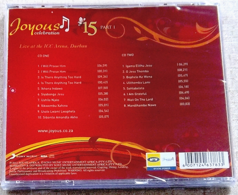 JOYOUS CELEBRATION 15 Live At The Icc Arena, Durban Part 1 CD SOUTH AFRICA Cat# CDPAR5063 - Image 3