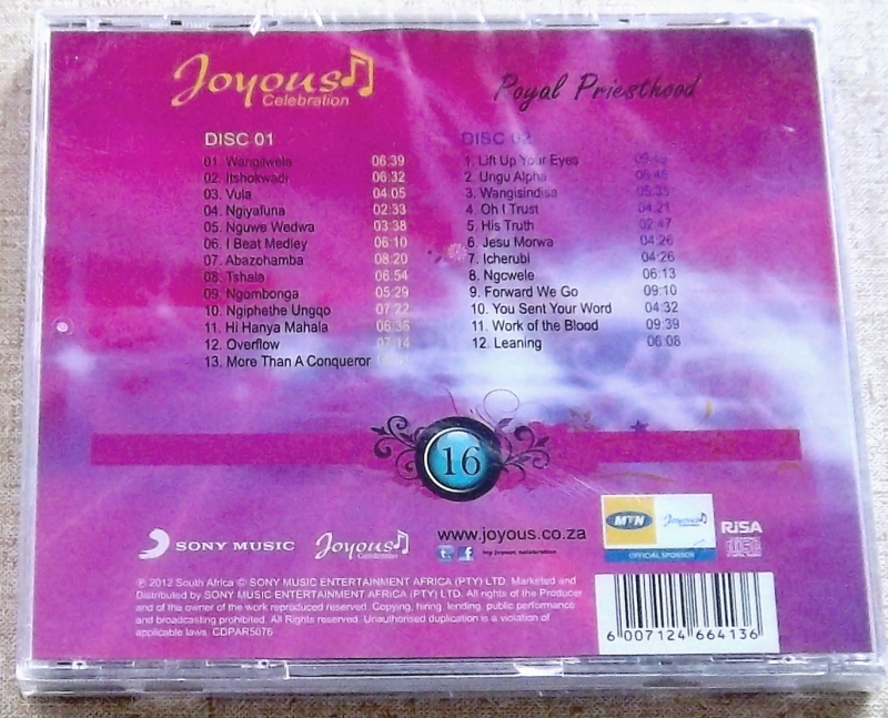 JOYOUS CELEBRATION 16 Royal Priesthood Live at Carnival City 2 CD SOUTH AFRICA Cat# CDPAR5076 - Image 2