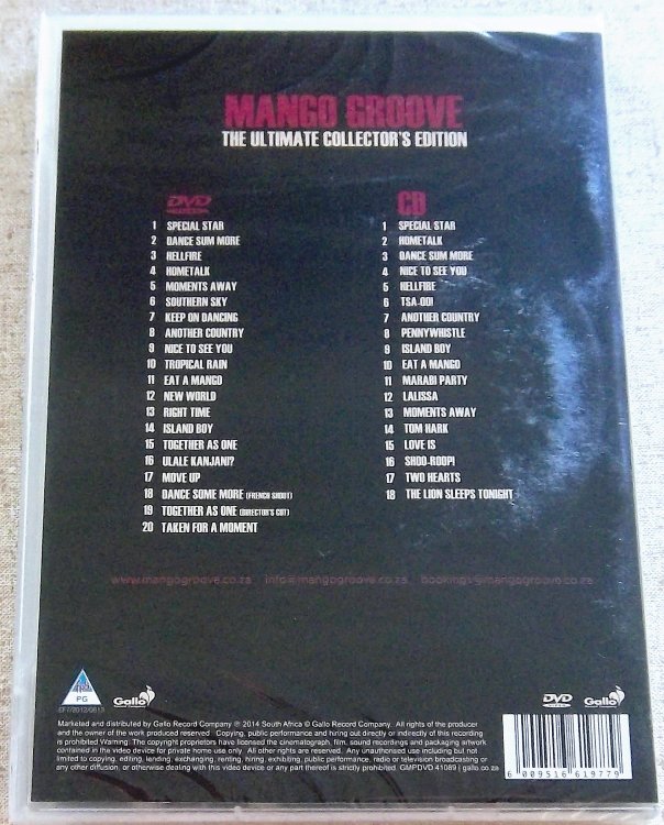MANGO GROOVE Ultimate Collection CD+DVD SOUTH AFRICA Cat# GMPDVD41089 - Image 2