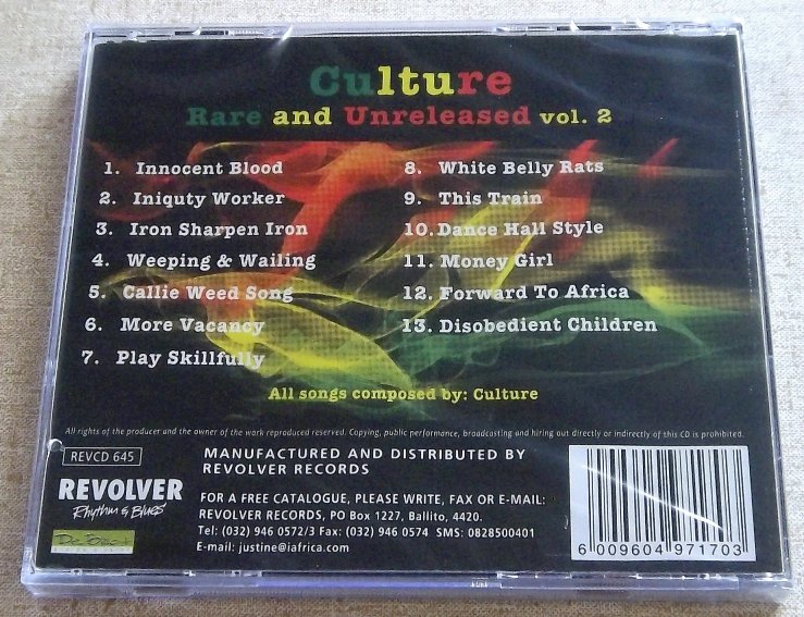 CULTURE Rare And Unreleased Vol 2 SOUTH AFRICA Cat#REVCD645 - Image 3