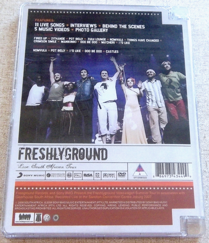 FRESHLYGROUND Live South African Tour 2007 DVD SOUTH AFRICA Cat# 88697343449 - Image 3
