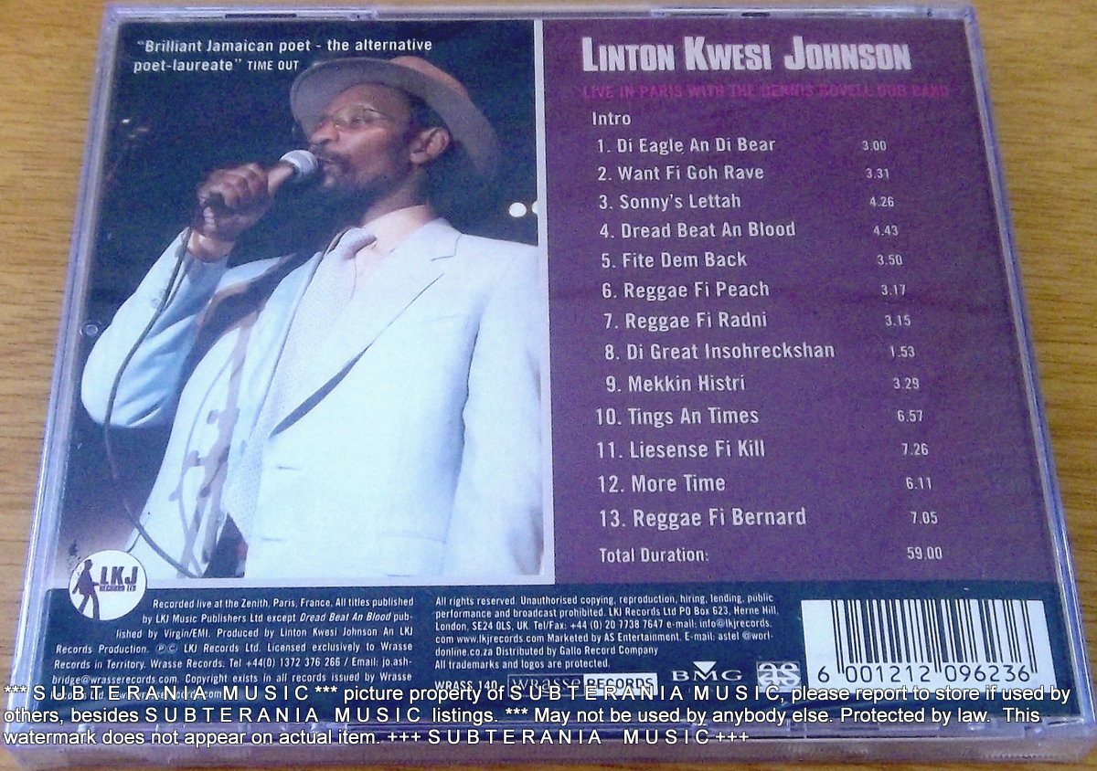 LINTON KWESI JOHNSON Live In Paris Cat# WRASS140 - Image 3