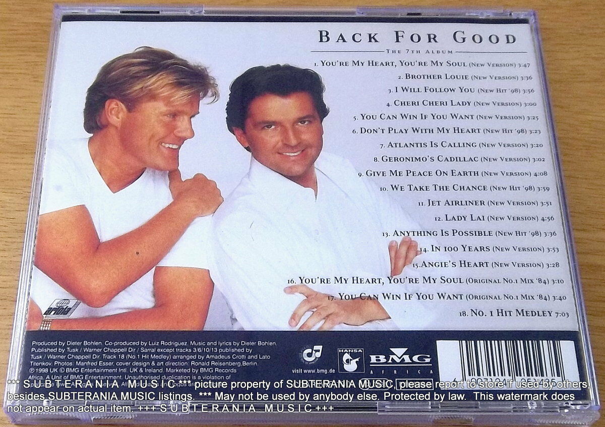 MODERN TALKING Back for Good The 7th Album SOUTH AFRICA Cat# CDARI(WF)1301 - Image 4