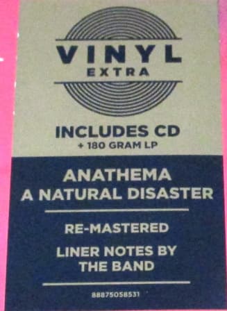 ANATHEMA A Natural Disaster 2015 Remastered Re-Issue 2015 European repressing VINYL RECORD + CD - Image 3