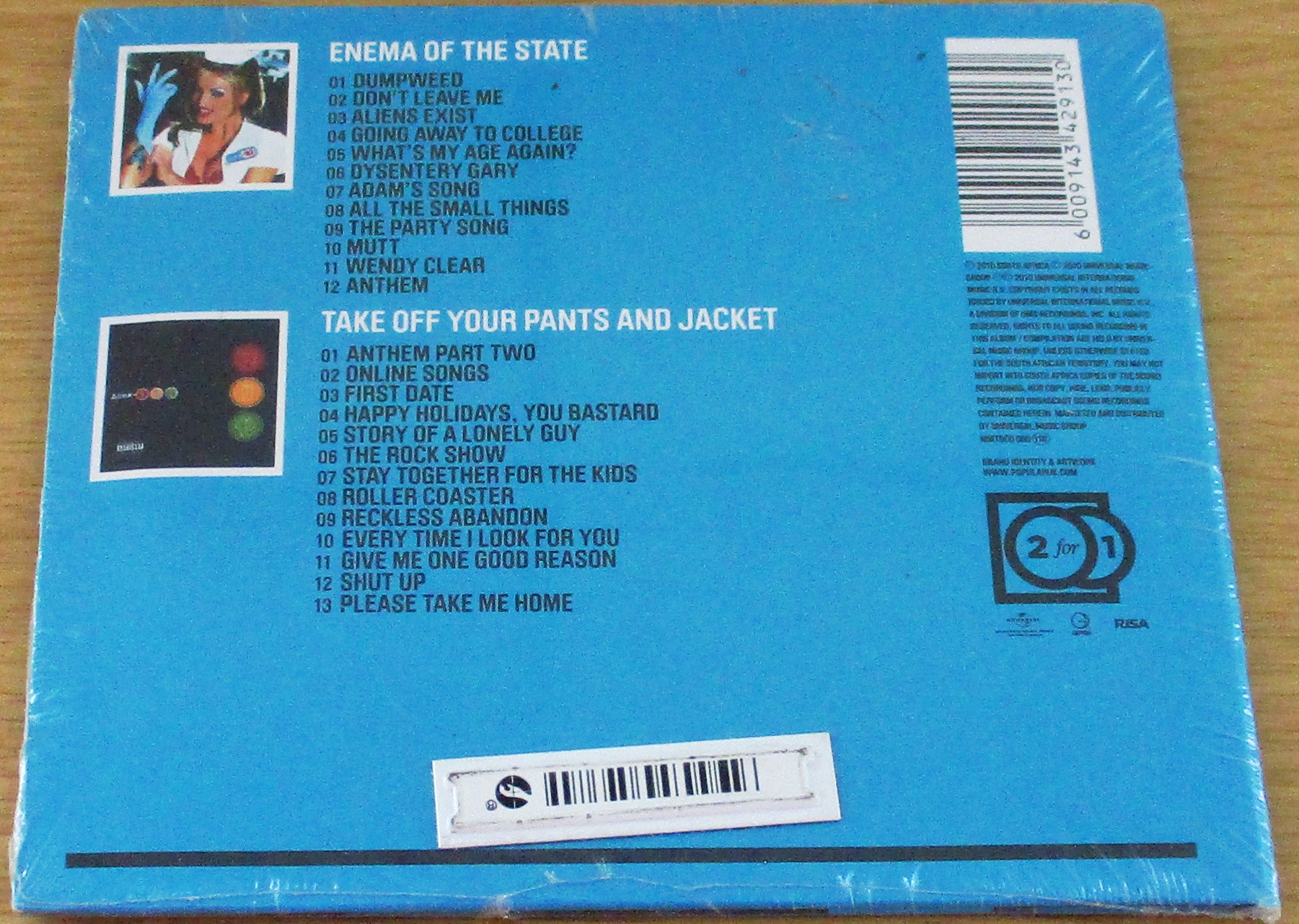 BLINK 182 Enema Of The State + Take Off Your Pants And Jacket Subterania