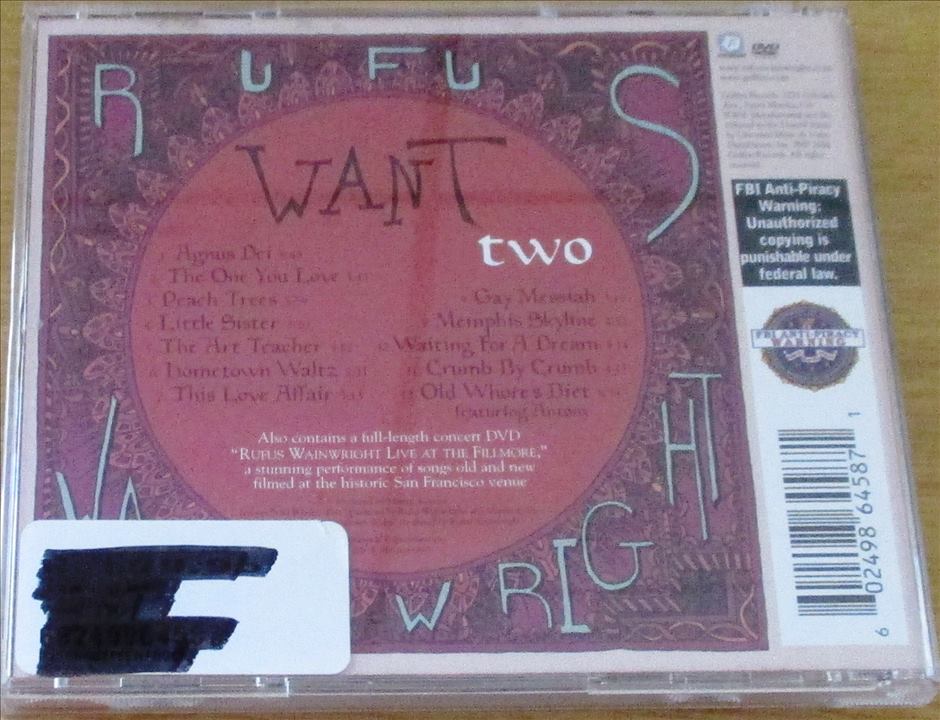 RUFUS WAINWRIGHT Want Two CD [Zx32] - Subterania Music